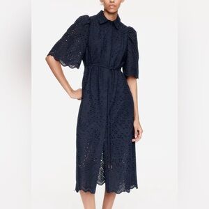 H&M Navy Blue Midi Eyelet Dress. Impeccable quality.